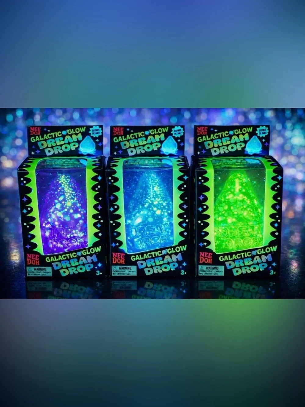 RARE! Limited Edition GLOW In Dark NeeDoh Galactic Glow Dream Drop Fidget Squish